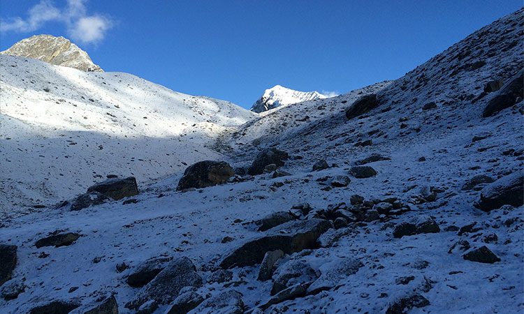 Up to the Cho La Pass during Everest Three Pass Trek